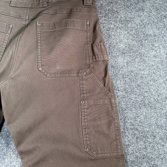 Duluth Trading Flex Fire Hose Carpenter Pants Men 34x30 Brown Wide Work Utility - Picture 12 of 16